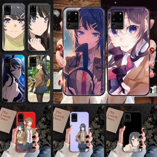 Sakurajima Mai Anime Phone case For Samsung Galaxy Note 4 8 9 10 20 S8 S9 S10 S10E S20 Plus UITRA Ultra black pretty hoesjes art