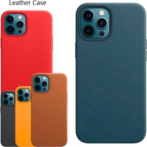 Leather Case For Apple iPhone 12 Pro MAX Protective Back Cover Metal Btton Magsafe Animation Case For iPhone 12 Mini Capa