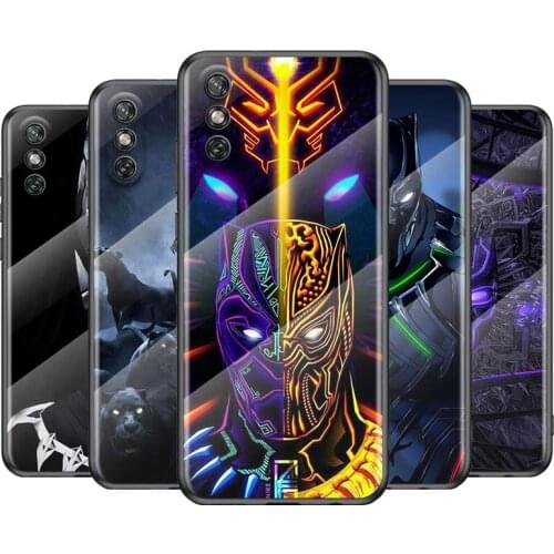 Tempered Glass Cover Black Panther Super Hero For Huawei Y6 Y7 Y9 Y5P Y6P Y8S Y8P Y9A P Smart Z 2019 2020 2021 Phone Case