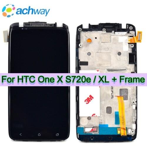 Black For HTC ONE X/XL S720e LCD Display Touch Screen Digitizer Assembly With Frame For HTC One xl lcd Display Replacement Parts
