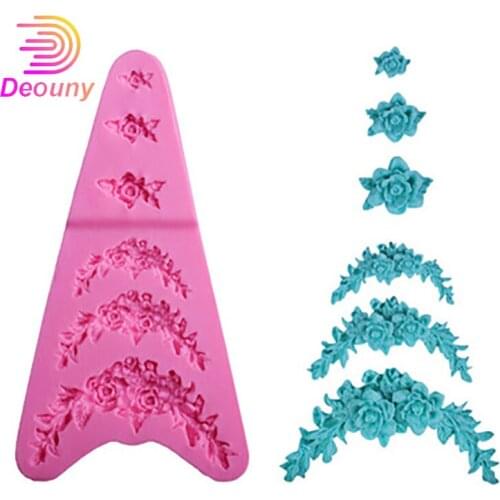 DEOUNY Flower And Vine Silicone Mold Cake Decor Tools Rose Flower Chocolate Gumpaste Candy Fondant DIY Cake Moulds Kitchen Tools