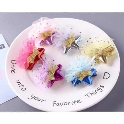 Kids Mesh Star Hairpin Baby Girls Princess Hair Accessories Hairclip Lovely Gift Purim Party Photo Props Carnival Headwear