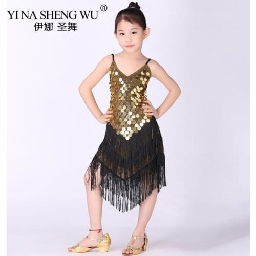 Kids Dresses for Girls Performance Latin Dance Dress for Children Ballroom Competition Performance Dance Dresses Fringe Dress