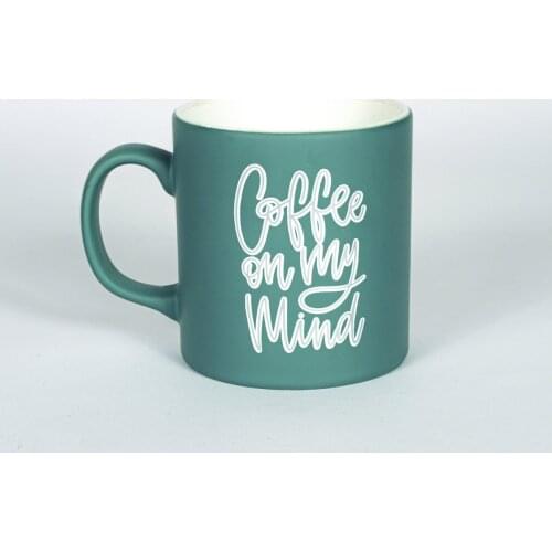 Desing Mug - "coffee on my mind" Motto | Coffee & Tea Mug | Green | For Gift | Home & Decor