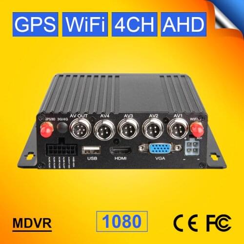 Dual SD Card Wifi Vehicle Mobile Dvr GPS Tracker 4CH AHD Car Video Recorder Support Apple/Android Phone Remote Online 1080P Mdvr