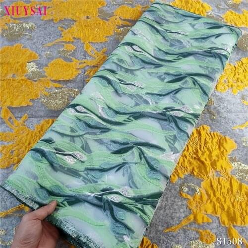 French Jacquard Lace Fabric Unique Cyan Color African Lace Fabric High Quality African Nigerian Lace Fabric For Party Dress