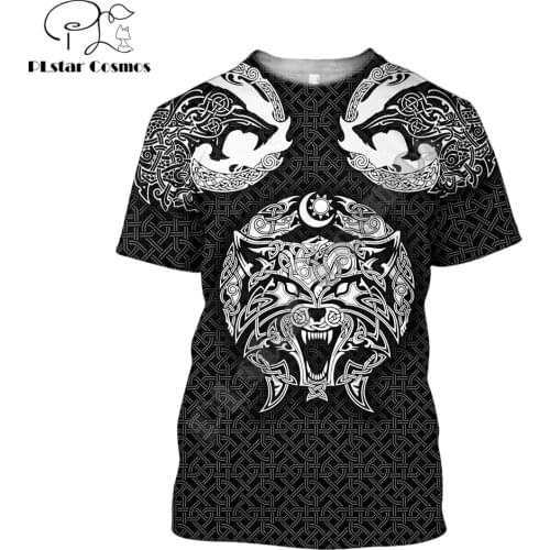 Viking Fenrir Wolf Tattoo 3D All Over Printed Men t shirt Summer Fashion Harajuku short Sleeve Tee shirts Unisex tops TX-16