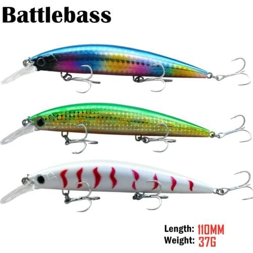 BATTLEBASS 3PCS/SET 2021 NEW Minnow sinking fishing lure Saltwater small hard bait 110mm 37g artificial swimbait Suit