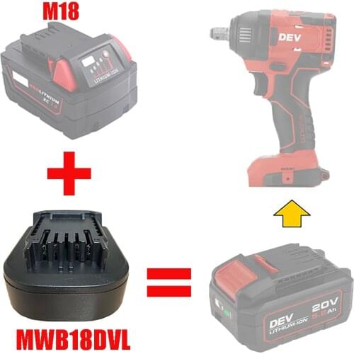 MWB18DVL Adapter Converter Can use Milwaukee 18V Li-ion Battery M18 on Devon Electric Power Tools