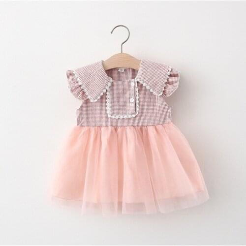4 pieces/lot) 2021 New Arrival Plaid Pattern Girls Summer Dress 030611