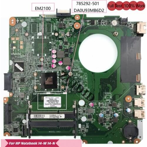 785292-501 785292-001 Für HP Pavilion 14-W 14-N Laptop Motherboard DA0U93MB6D2 U93 EM2100 CPU DDR3 100% vollständig Getestet