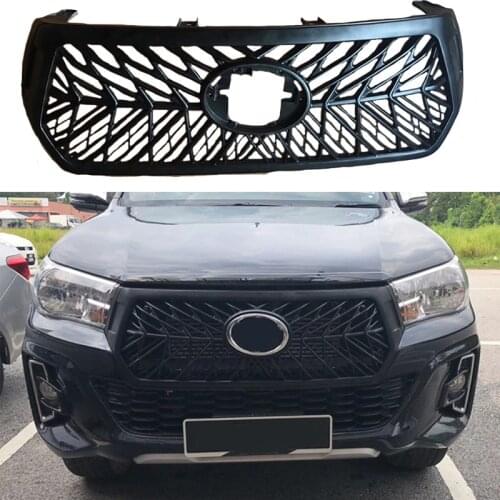 PICKUP CAR MATTE BLACK MODIFIED RACING GRILLE GRILL MESH MASK TRIMS COVER GRILLS FIT FOR HILUX 2018