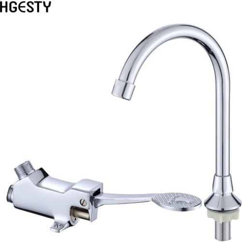Copper Basin Faucet Floor Mount Pedal Control Switch Tap Valve Cold Water Tap Bathroom Toilet Hospital Hotel Pedal Water Faucet