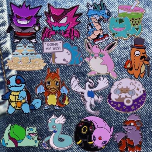 Cute Small Monster Cartoon Comic Brooch Metal Enamel Lapel Badge Collect Denim Jacket Backpack Pin Children Fashion Jewelry Gift