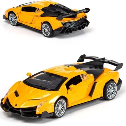 1/32 Pull Back Rambo Poison Sports Car Diecast Toys With Tail Wing Can Open Door Super Car Model Children Gifts Decoration