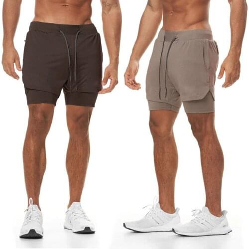 Mens 2 In 1 Sports Shorts Running Shorts Male Quick Drying Double-Deck Training Shorts Men Fitness Gym Shorts Workout Clothing