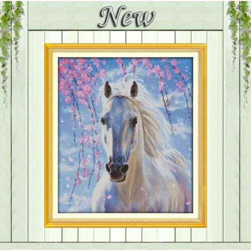 White horse,Counted Printed on the canvas DMC 11CT 14CT Cross Stitch kits,needlework Sets full embroidery,animal Home Decoration