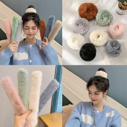 The new pan head artifact pop circle autumn and winter girl plush head rope female cute headdress ins net red wild hair ring