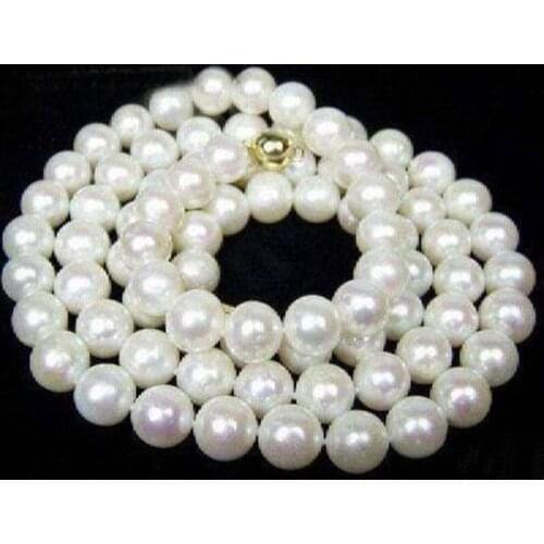 Wholesale 7-8mm AAA White Akoya Cultured Pearl Necklace 34"
