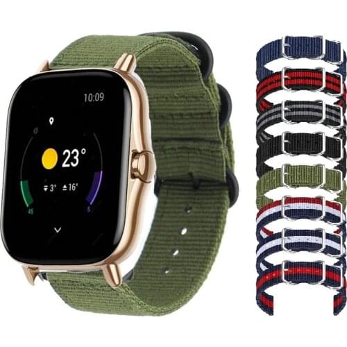 Nylon Wrist Band for Huami Amazfit GTS 2 GTR 42mm Bracelet 20mm Strap for Huami Amazfit Bip S BIT GTS2 Youth Wearable Watch Band