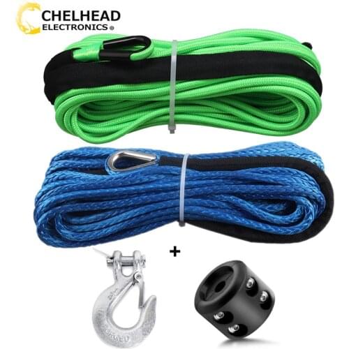 Synthetic Winch Rope with Rubber Stopper Snap Hook ATV Towing Shackle Ropes for Jeep Off road ATV UTV Truck Car Accessories