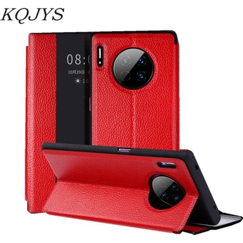 Smart Wake-up Leather Protective Cover With Bracket For Huawei Mate 30 30 Pro Case Window flip Phone Case for Mate 30 30 Pro 5G