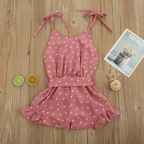 Jumpsuit For Kids Clothes Girls 3 To 4 Years Toddler Baby Girls Sleeveless Hearts Printed Suspender Romper Jumpsuit Pour Bébés