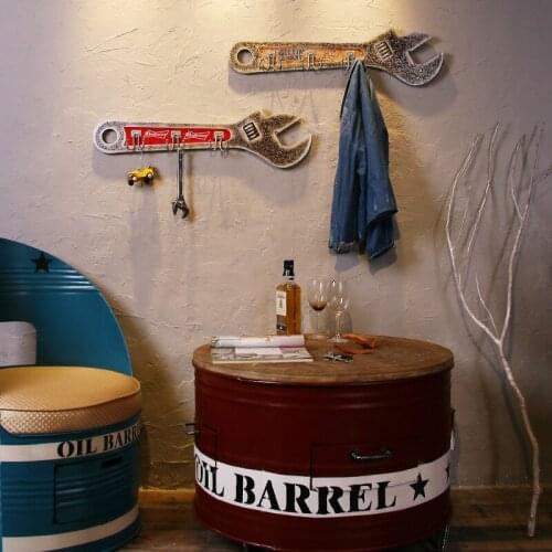 Vintage Industry Style Hook Spanner Style Clothing Hanger Household Wall Density Board Coat Wooden Craft Ornament Home Bar Decor