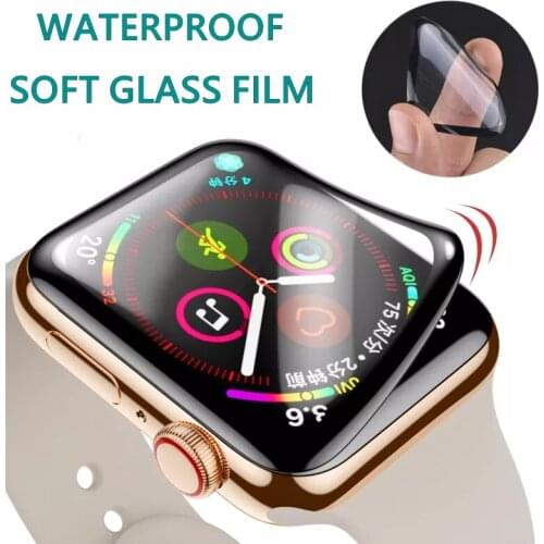 Screen waterproof protector for apple watch 5 4 3 44MM 40MM 48MM 42MM (Not Tempered Soft glass) film for Iwatch 4/5/6/SE case