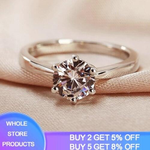 YANHUI With Certificate Silver 925 Ring 6mm/8mm Gemstones Cubic Zircon Ring 925 Sterling Silver Jewelry Wedding Bands for Women