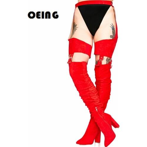 2021 Winter Women Waist Belt Boots Round Toe Thigh High Chap Boots Adjustable Waist Belt Motorcycle Boots Size 44 Womens Shoes