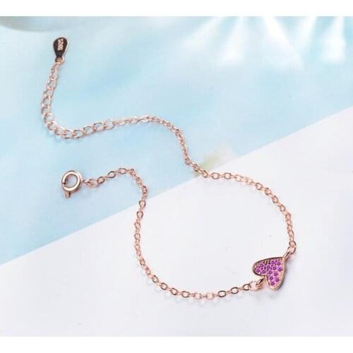 Small Fresh Love Cute Heart 925 Sterling Silver Temperament Female Trendy Resizable Bracelets SBR089