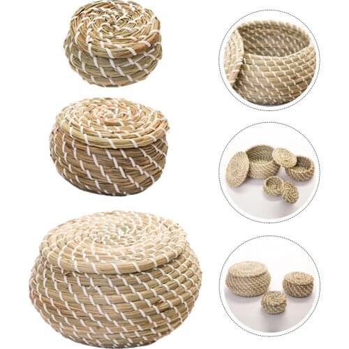 1 Set Hand Woven Storage Baskets Multipurpose Containers (Assorted Color)