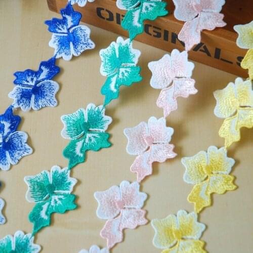1 Yards Cotton Embroidered Lace Bilateral Applique Trim Ribbon Sewing Decor Craft DIY