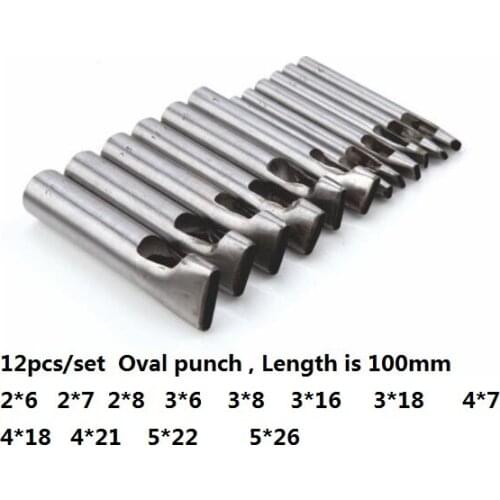 12pcs/set Leather Hole Punch Oval Angle Spacing Belt Punching Tools DIY Craft Hole Punch Leather Drilling Tool