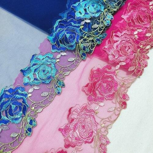 3 Yards 18cm Exquisite Embroidered Mesh Lace Item Fabric Doll Dress Clothing Accessories Handmade DIY Garment Sewing 267