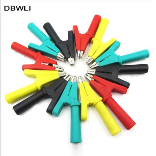 5pcs Fully Insulated Crocodile Alligator Clips Open 10mm Test Clamp Wire Cable Clip with 4mm Socket Banana Plug Jack