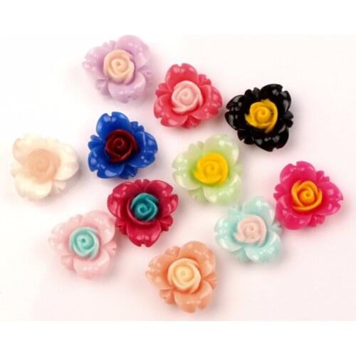 50Pcs Mixed Resin Flower Decoration Crafts Cute Kawaii Beads Flatback Cabochon Embellishments For Scrapbooking DIY Accessories