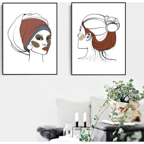 Abstract Girl Wall Art Canvas Painting Geometry Posters And Prints Modern Makeup Girl Wall Pictures Home Decor HD2958