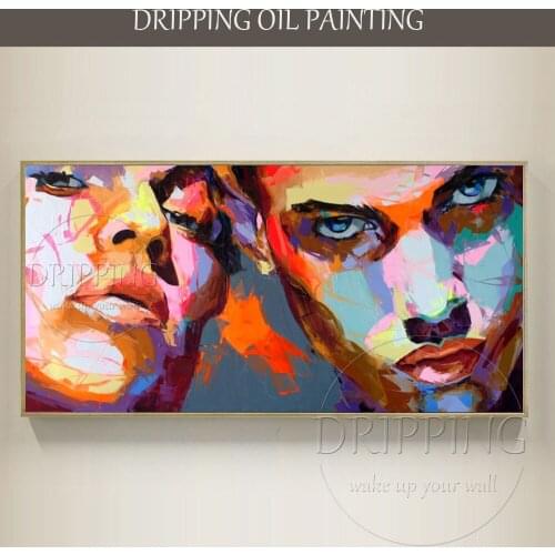 Free Shipping High Quality Large Canvas Modern Abstract Man Figures Oil Painting on Canvas Hand-painted 2 Portraits Oil Painting