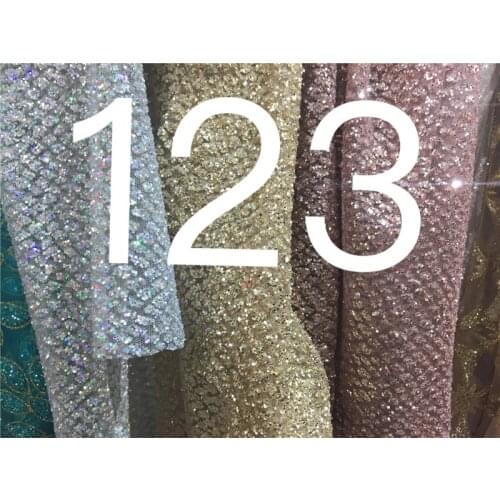 5yards stock shining silver /champagne gold/nude glued sparkle glitter net lace for fashion designer/ wedding lady dress