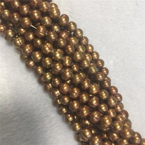 NEW 6-7mm Genuine Natural Chocolate Freshwater Pearl Loose Beads 35CM