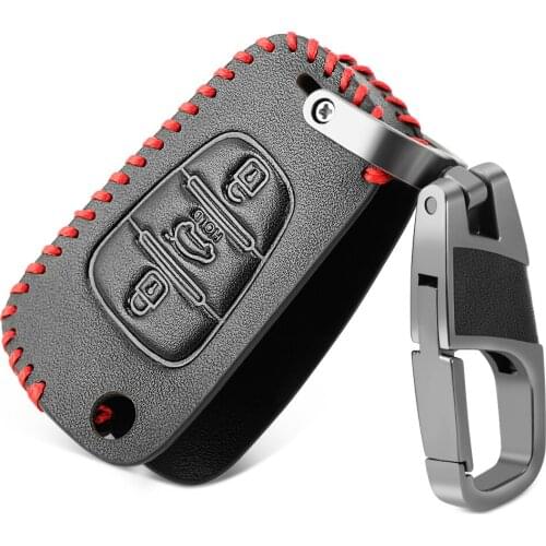 Leather Car Key Case Cover For Hyundai i20 i30 i40 IX25 Creta IX35 HB20 Solaris Elantra Accent For Kia K2 K5 Rio Sportage