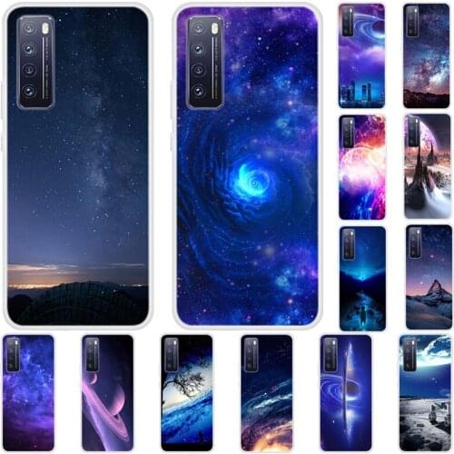 Case For Huawei Nova 7 5G Phone Cover Fitness Silicone Back Bumper And Softness TPU With Star Sky Pattern