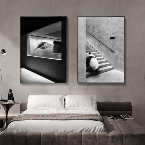 Black and White Classical Nostalgic Canvas Painting Wall Art Pictures for Home Design Vintage Retro Poster Wall Decor Noframe