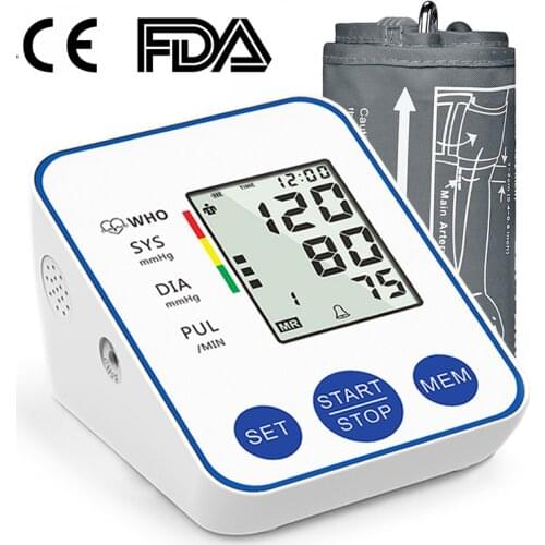 Home Upper Arm Automatic Blood Pressure Monitor BP Sphygmomanometer Pressure Meter Tonometer for Measuring Arterial Pressure