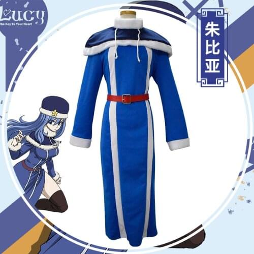 Fairy Tail Juvia Lockser Cosplay Costume Woman Halloween Blue Outfit Dress
