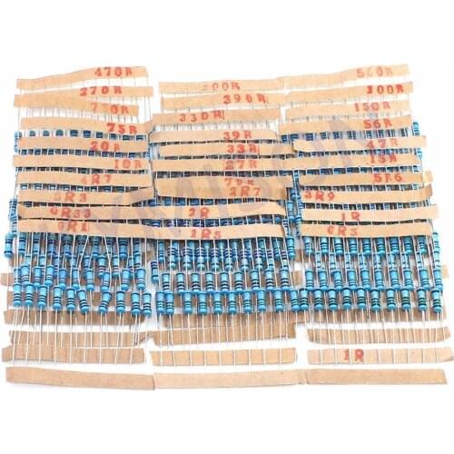 300pcs Resistor Pack 1/2W 0.5W Metal Film Resistors Resistance Assortment Kit 30Kinds*10pcs 0.1~750 ohm 1K~820K ohm Resistor pac