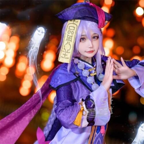 Game Genshin Impact Cosplay Costume Qiqi Cos Costumes Qi Qi Cosplay Genshin Impact Project Halloween Clothing Set Hat Wig