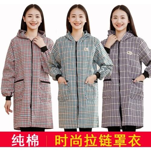 Kitchen apron long-sleeved Korean fashion pure cotton household men and women adult coat overalls work clothes overalls
